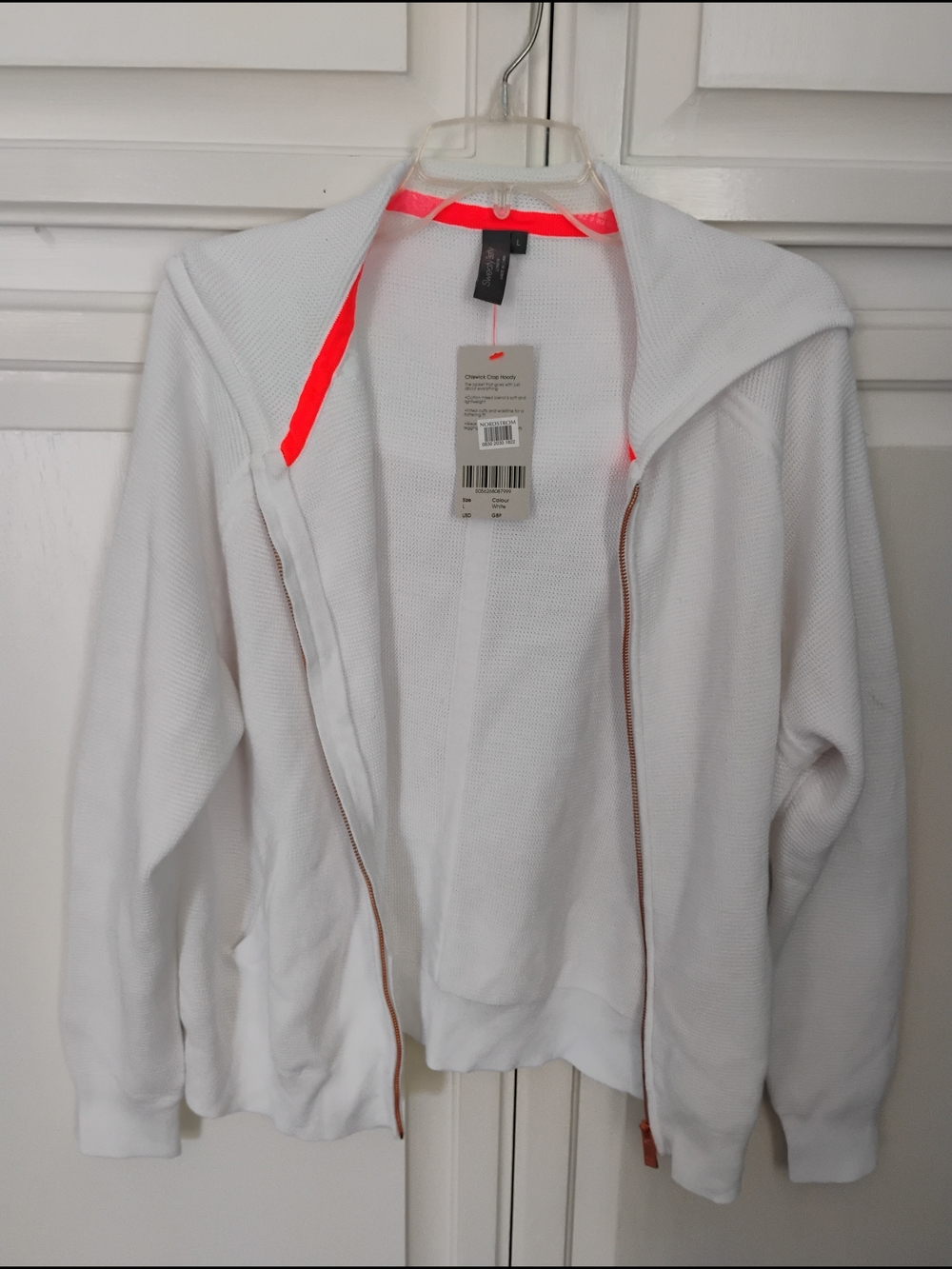 Sweaty Betty White Hooded Zip Jacket with Neon Trim